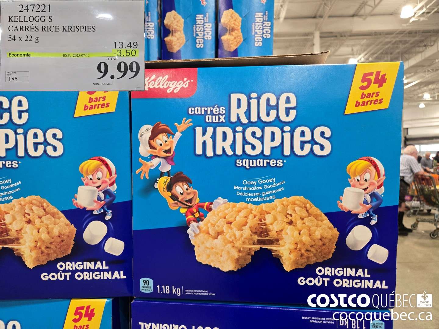 247221 KELLOGG'S CARRES RICE KRISPIES 54 x 22 g  ($3.50 INSTANT SAVINGS EXPIRES ON 2025-07-12) $9.99