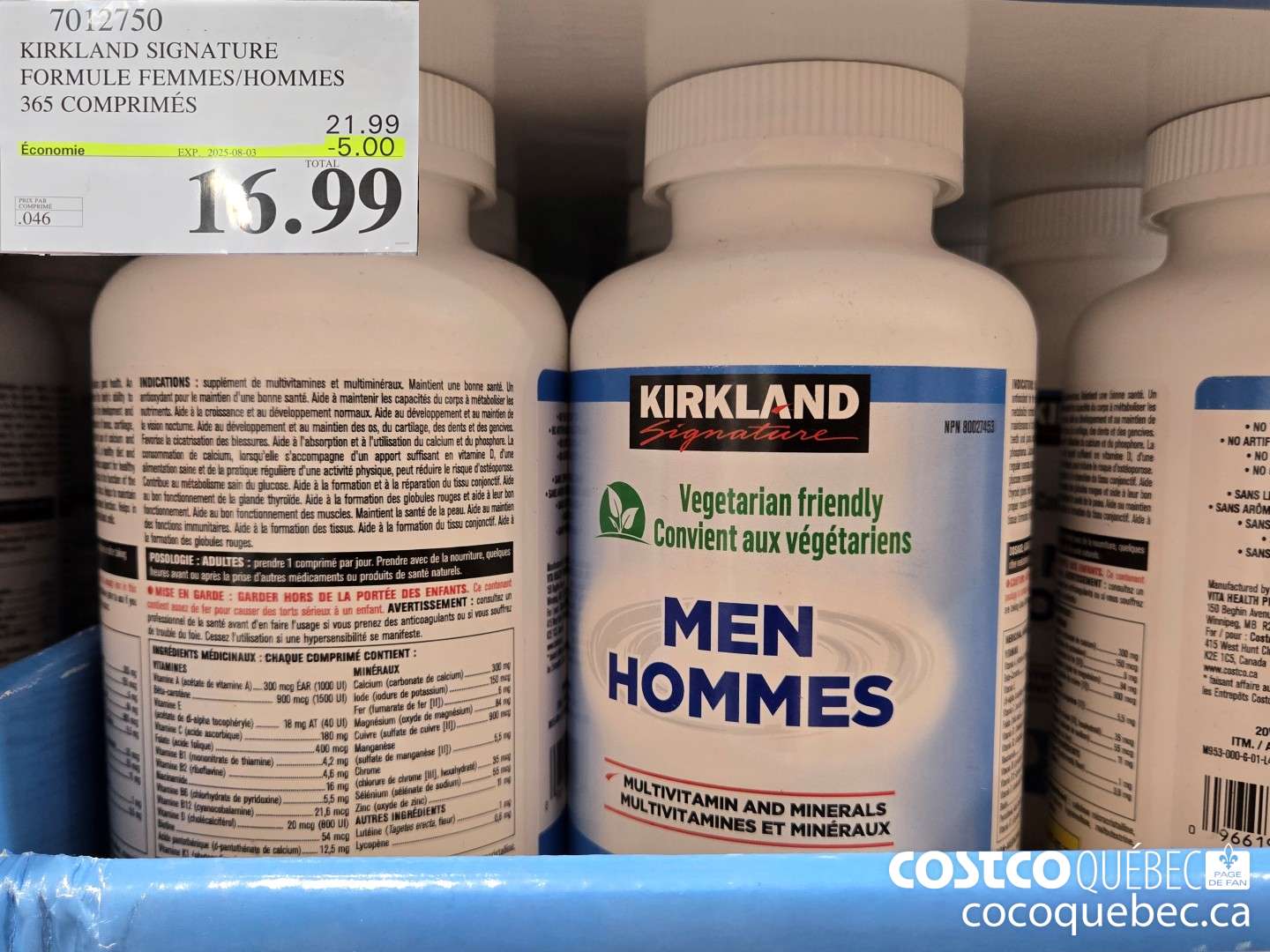 7012750 KIRKLAND SIGNATURE FORMULE FEMMES 365 COMPRIMES 5.00 OFF (EXPIRES ON 2025-08-03) $16.99