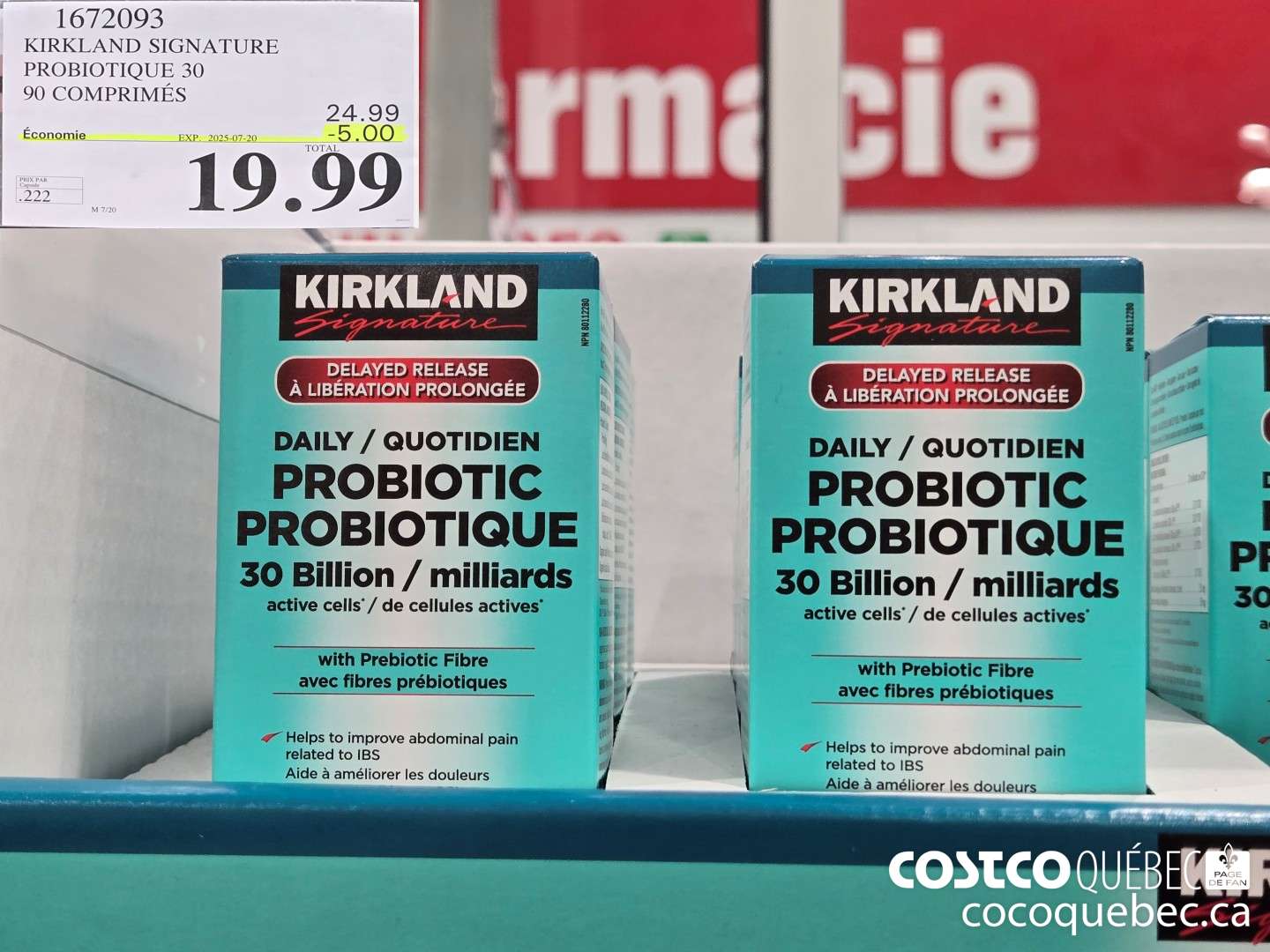 1672093 KIRKLAND SIGNATURE PROBIOTIQUE 90 COMPRIME  ($5.00 INSTANT SAVINGS EXPIRES ON 2025-07-20) $24.99