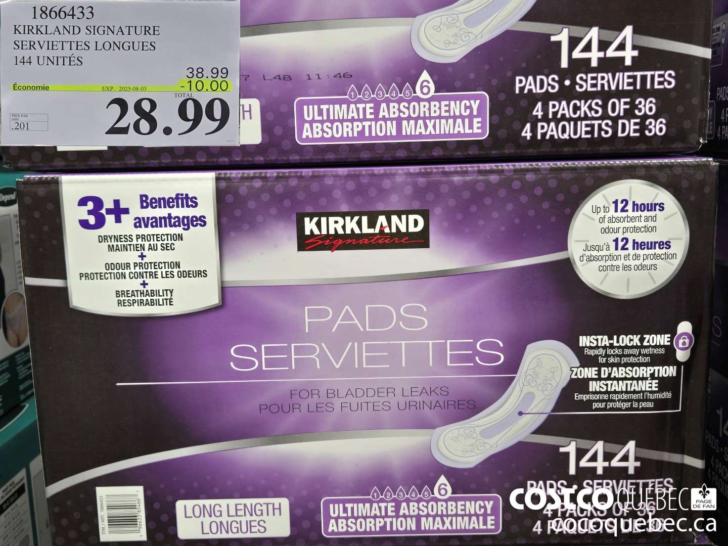 1866433 KIRKLAND SIGNATURE SERVIETTES LONGUES 144 UNITES  ($10.00 INSTANT SAVINGS EXPIRES ON 2025-08-03) $28.99