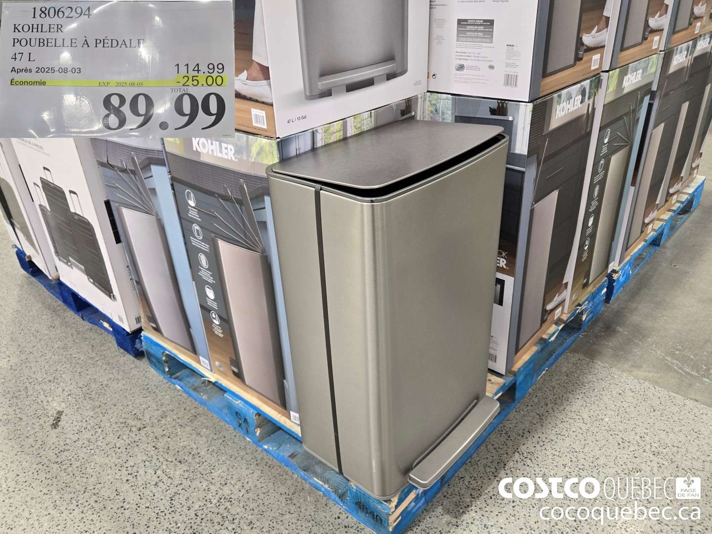 1806294 KOHLER POUBELLE A PEDALE  ($25.00 INSTANT SAVINGS EXPIRES ON 2025-08-03) $89.99