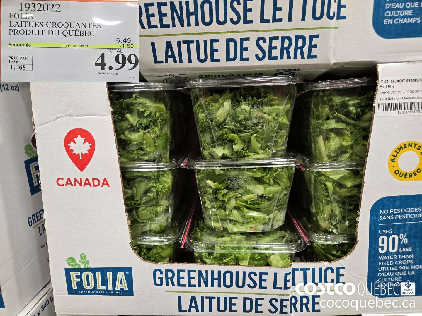 1932022 LAITUES CROQUANTES PRODUIT DU QUEBEC  ($1.50 INSTANT SAVINGS EXPIRES ON 2025-08-03) $4.99