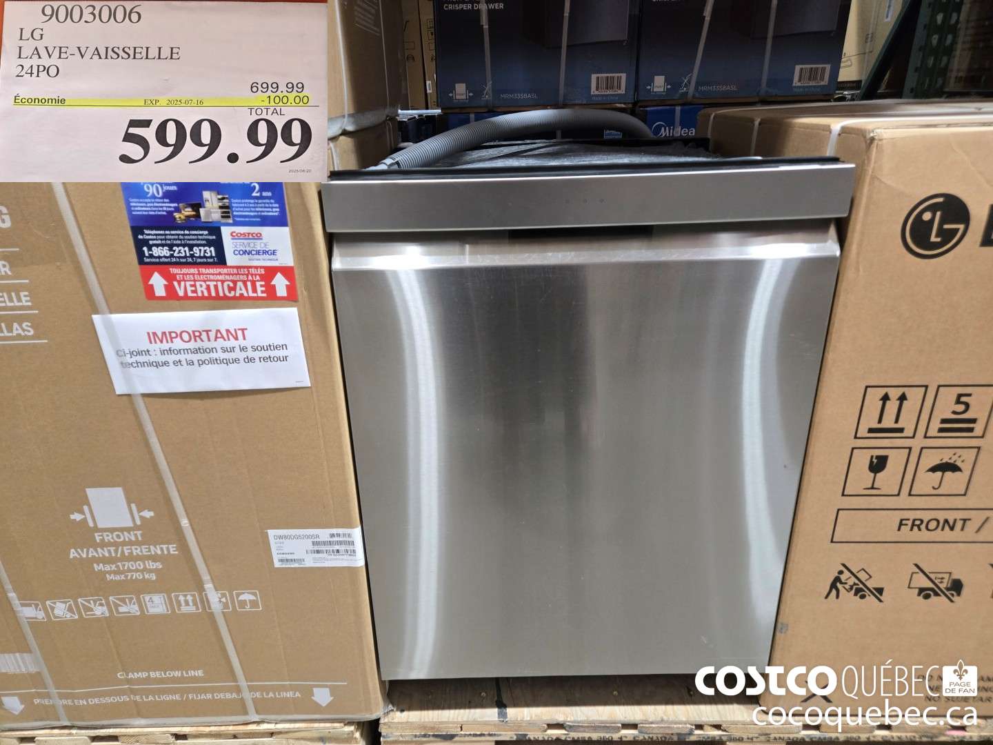 9003006 LG LAVE-VAISSELLE 24PO ($100.00 INSTANT SAVINGS EXPIRES ON 2025-07-16) $599.99