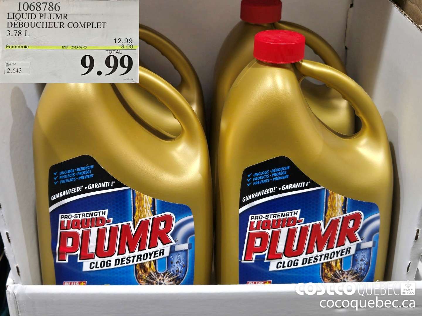 1068786 LIQUID PLUMR DEBOUCHEUR COMPLET 3.78 L ($3.00 INSTANT SAVINGS EXPIRES ON 2025-08-03) $9.99