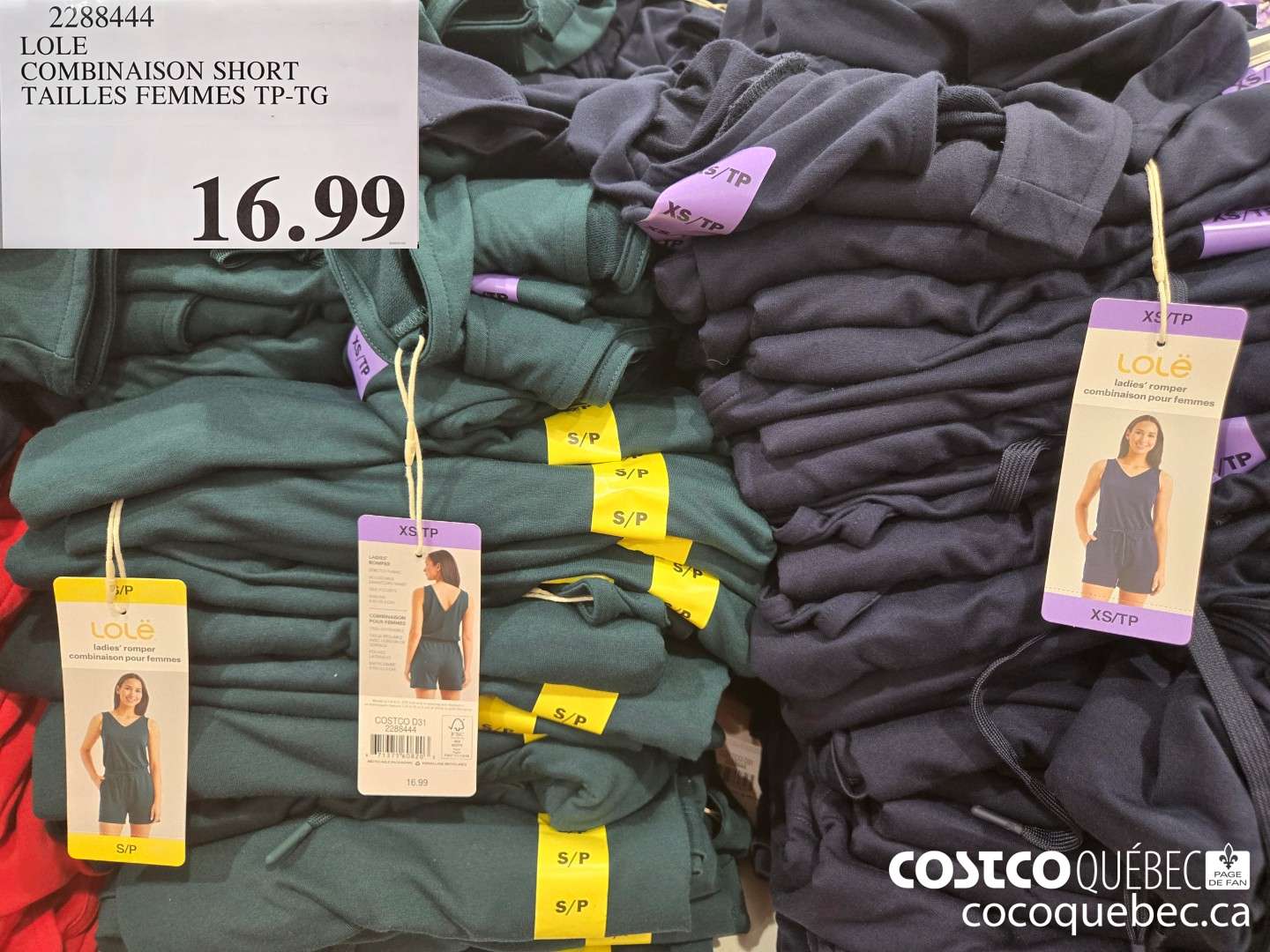 2288444 LOLE COMBINAISON SHORT ~ TAILLES FEMMES TP-TG  $16.99