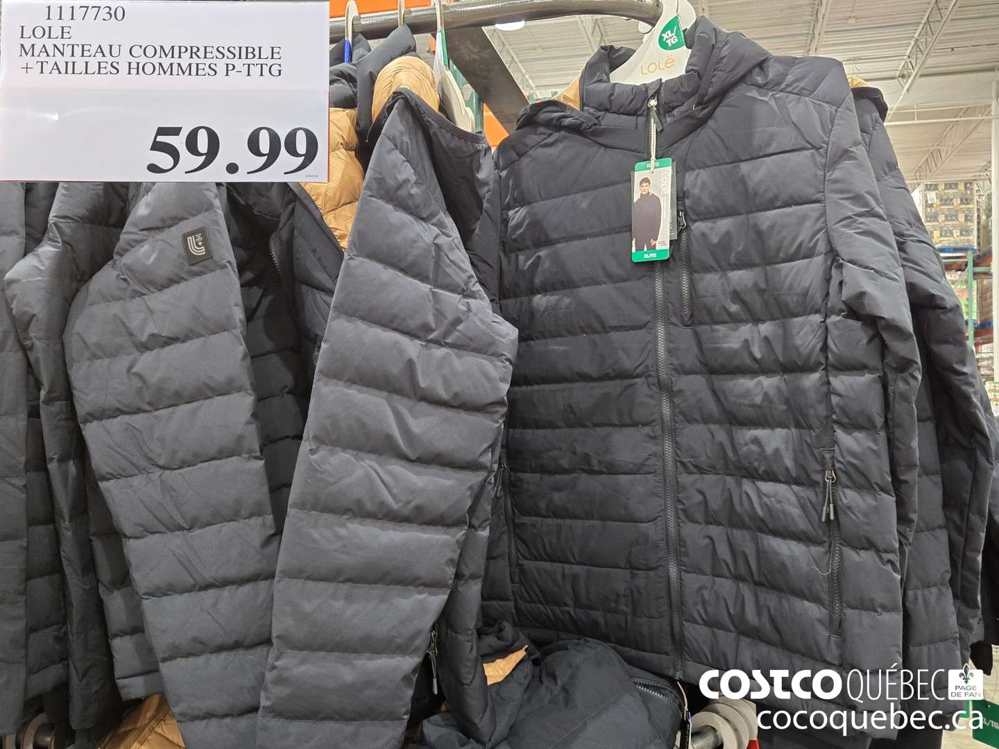 1117730 LOLE MANTEAU COMPRESSIBLE + TAILLES HOMMES P-TTG  $59.99