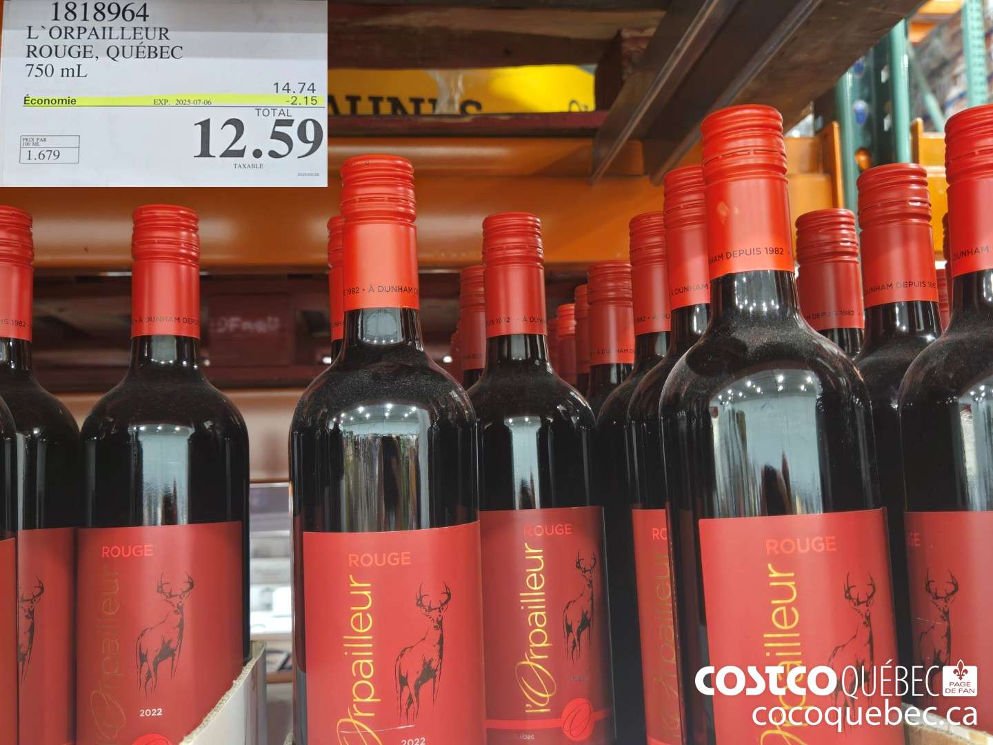 1818964 L*ORPAILLEUR ROUGE, QUEBEC 750 mL  ($2.15 INSTANT SAVINGS EXPIRES ON 2025-07-06) $12.59