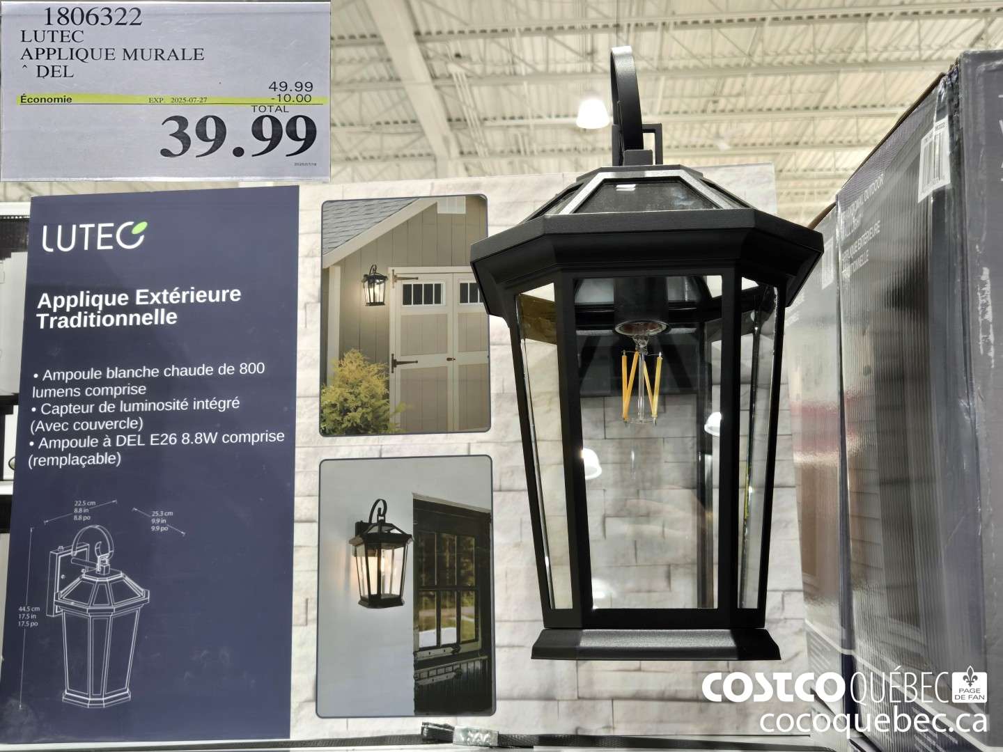 1806322 LUTEC APPLIQUE MURALE  ($10.00 INSTANT SAVINGS EXPIRES ON 2025-07-27) $39.99