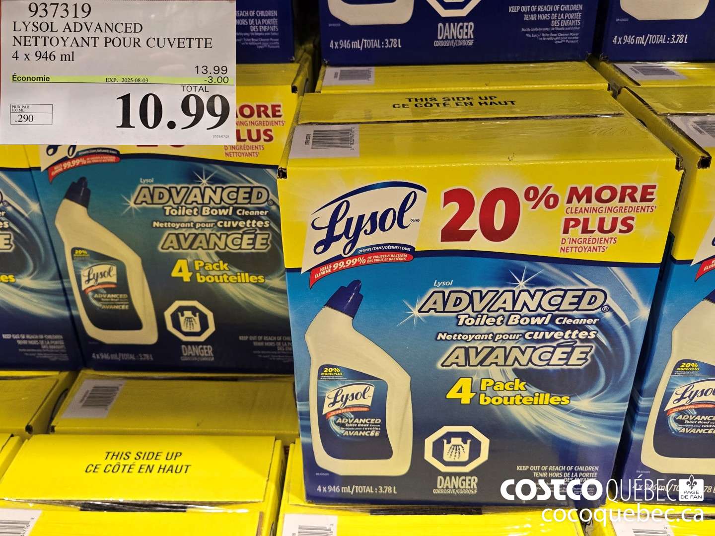 937319 LYSOL ADVANCED NETTOYANT POUR CUVETTE 4 x 946 ml  ($4.00 INSTANT SAVINGS EXPIRES ON 2025-08-03) $9.99