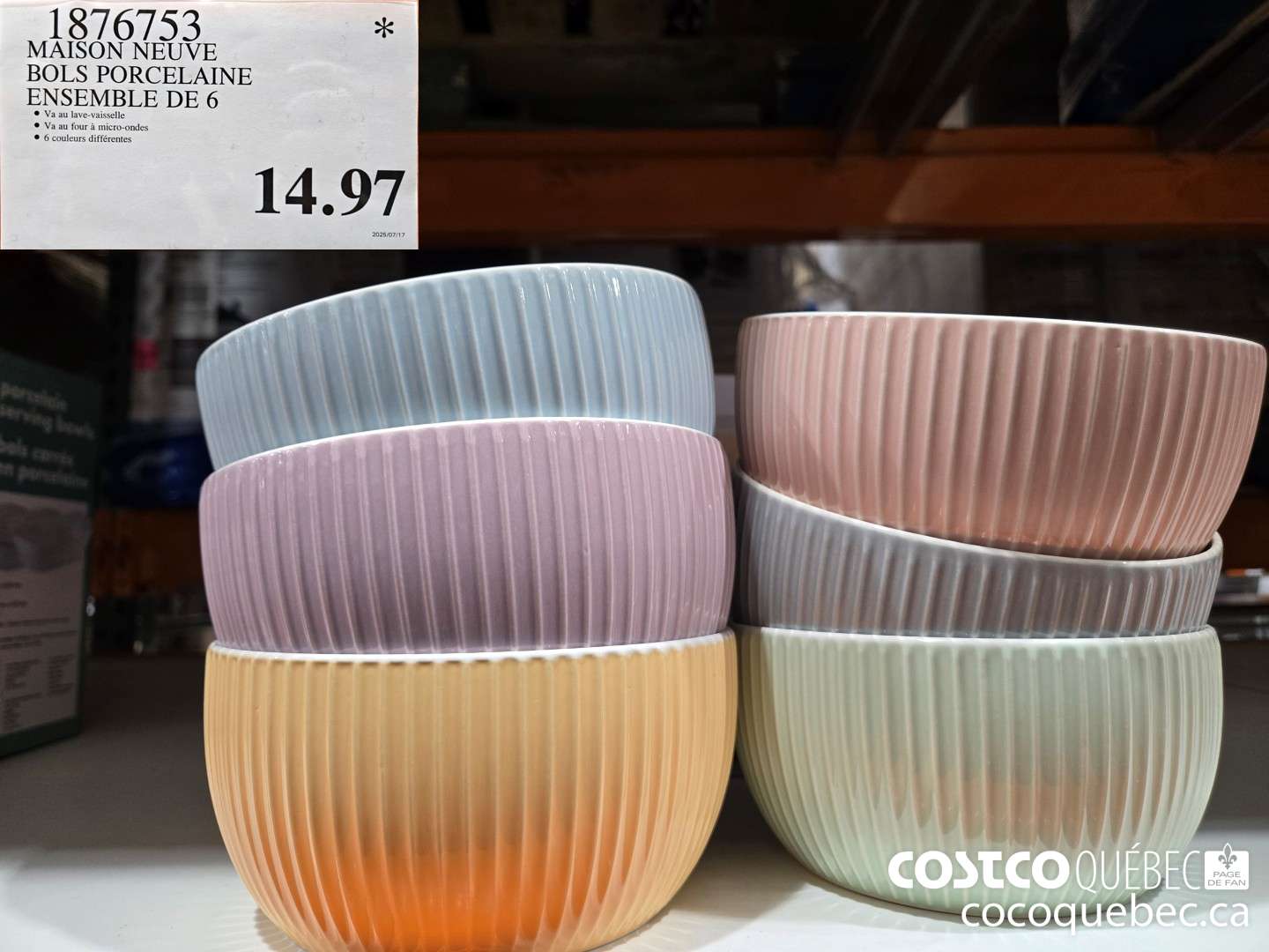 1876753 MAISON NEUVE BOLS PORCELAINE ENSEMBLE DE 6  $14.97