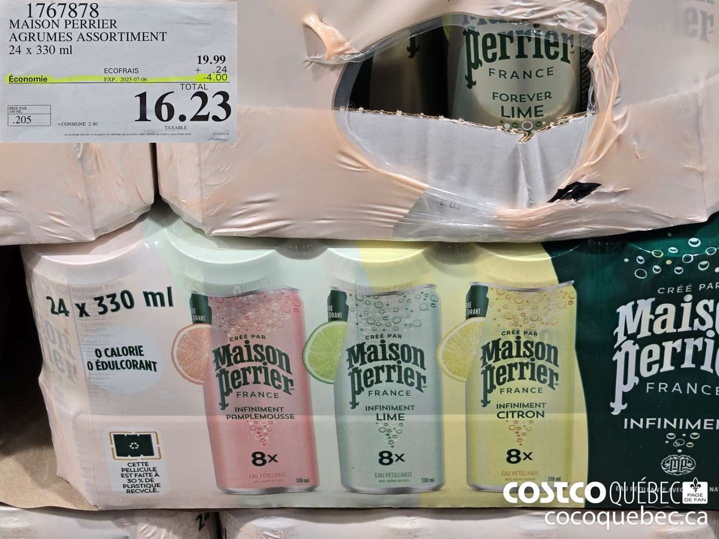 1767878 MAISON PERRIER AGRUMES ASSORTIMENT 24 x 330 ml  ($4.00 INSTANT SAVINGS EXPIRES ON 2025-07-06) $16.23