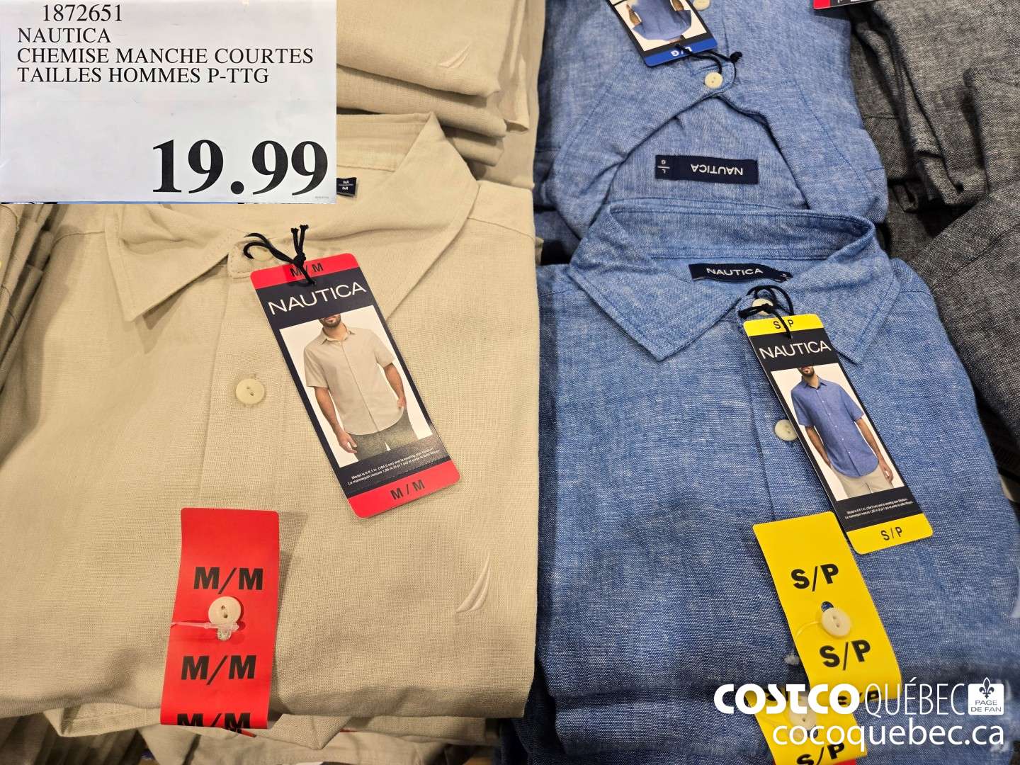 1872651 NAUTICA ~ CHEMISE MANCHE COURTES TAILLES HOMMES P-TTG  $19.99