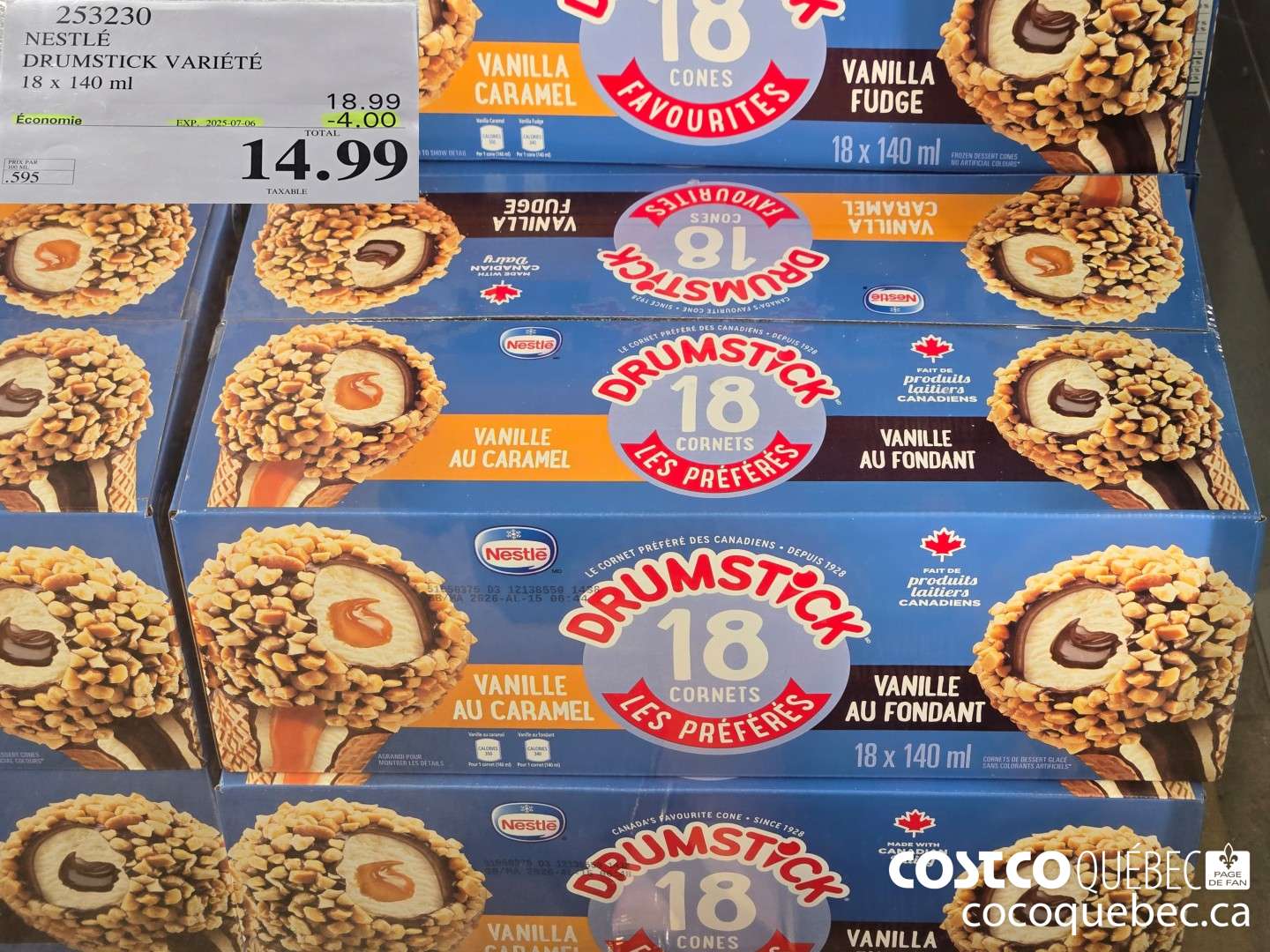 253230 NESTLE DRUMSTICK VARIETE 18 x 140 ml  ($4.00 INSTANT SAVINGS EXPIRES ON 2025-07-06) $14.99