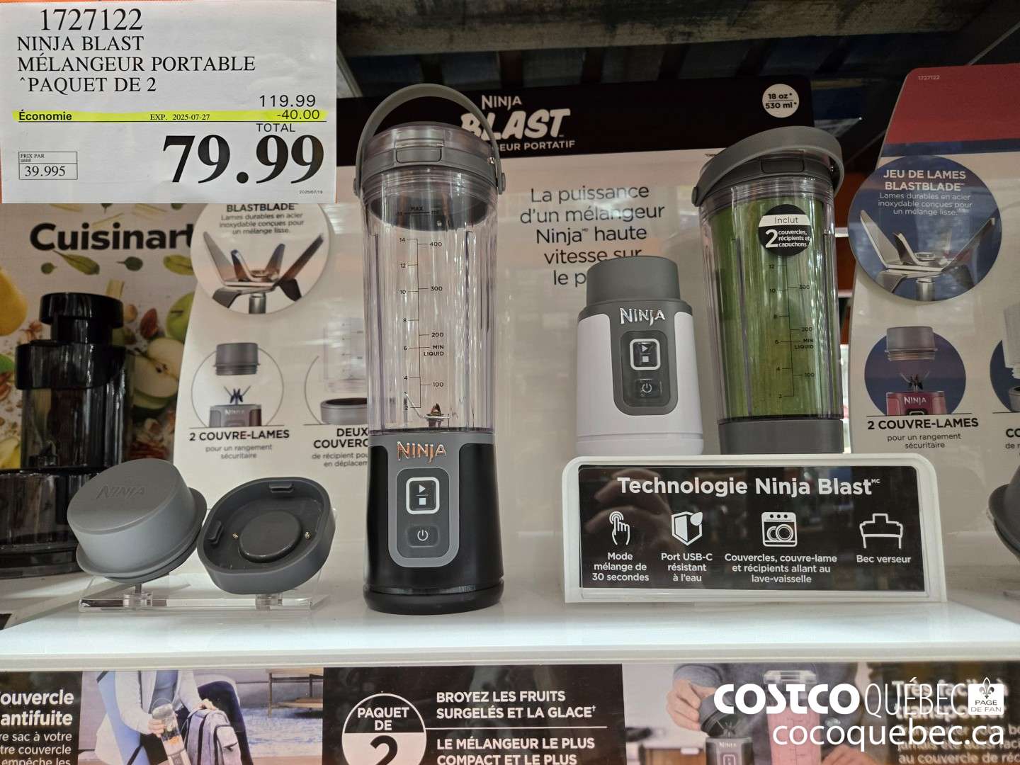 17227122 NINJA BLAST MELANGEUR PORTABLE “PAQUET DE 2  ($40.00 INSTANT SAVINGS EXPIRES ON 2025-07-27) $79.99