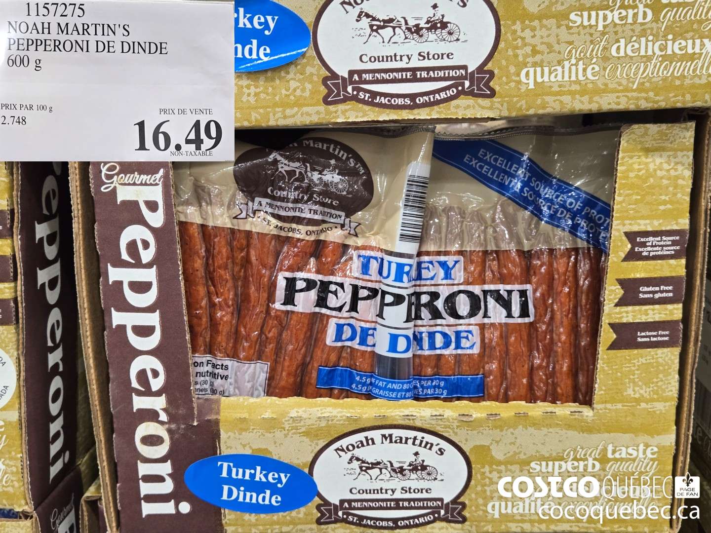 1157275 NOAH MARTIN'S PEPPERONI DE DINDE 600 g  $16.49