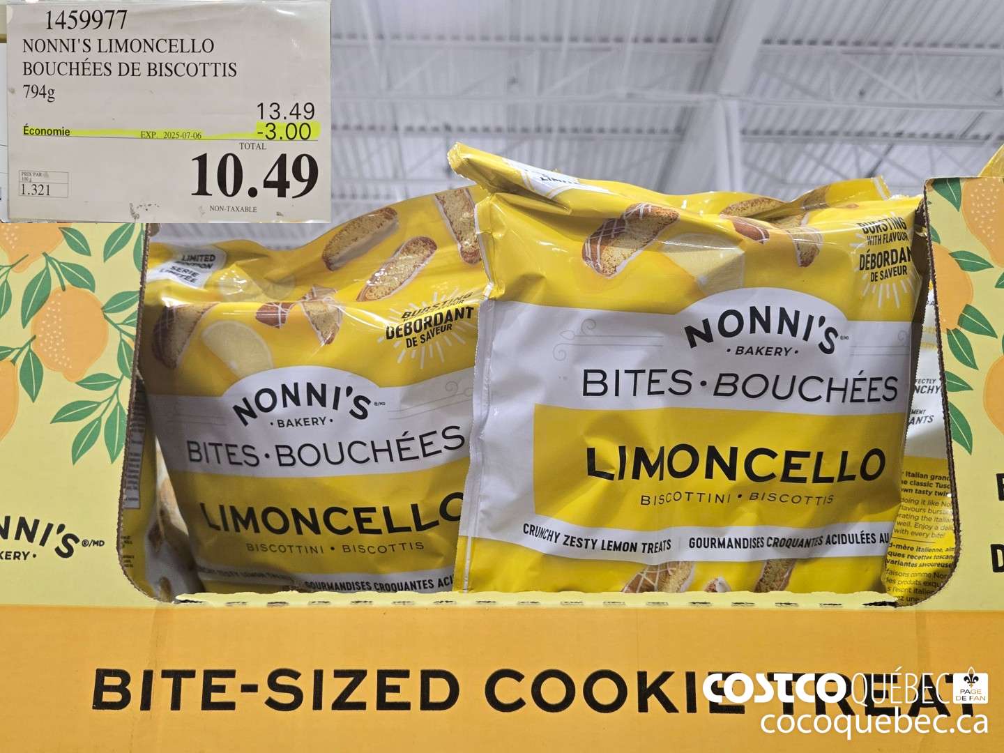 1459977 NONNI'S LIMONCELLO BOUCHEES DE BISCOTTIS ($3.00 INSTANT SAVINGS EXPIRES ON 2025-07-06) $10.49