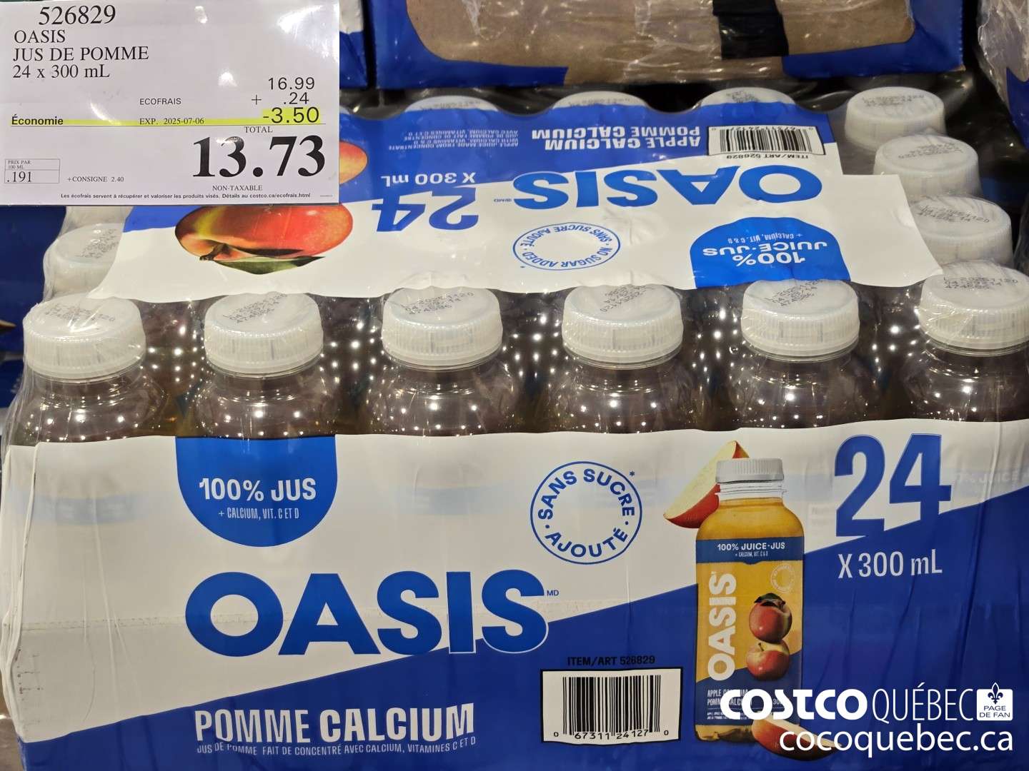 526829 OASIS JUS DE POMME ($4.00 INSTANT SAVINGS EXPIRES ON 2025-07-06) $13.73