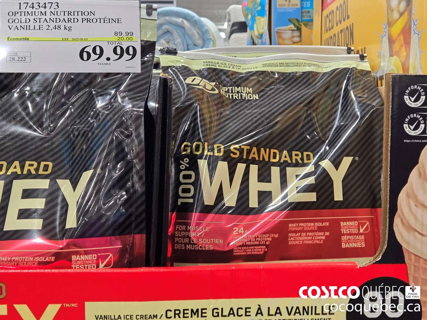 1743473 OPTIMUM NUTRITION GOLD STANDARD PROTEINE 2,48 kg  ($20.00 INSTANT SAVINGS EXPIRES ON 2025-08-03) $69.99