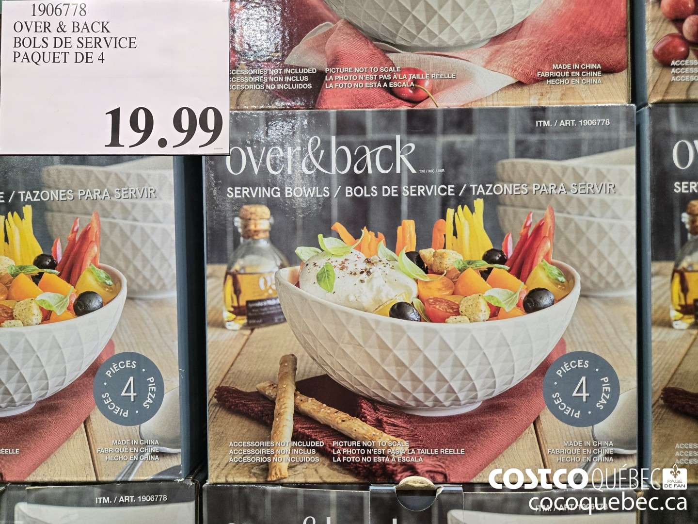 1906778 OVER & BACK BOLS DE SERVICE PAQUET DE 4  $19.99