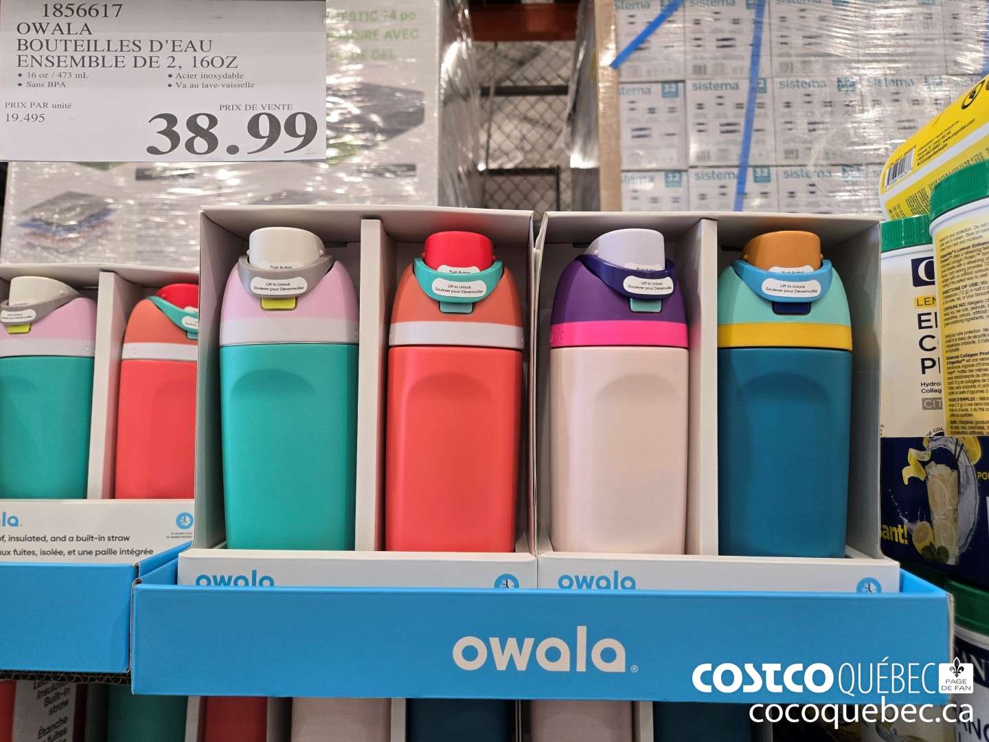 1856617 OWALA BOUTEILLES D'EAU ENSEMBLE DE 2  $39.99