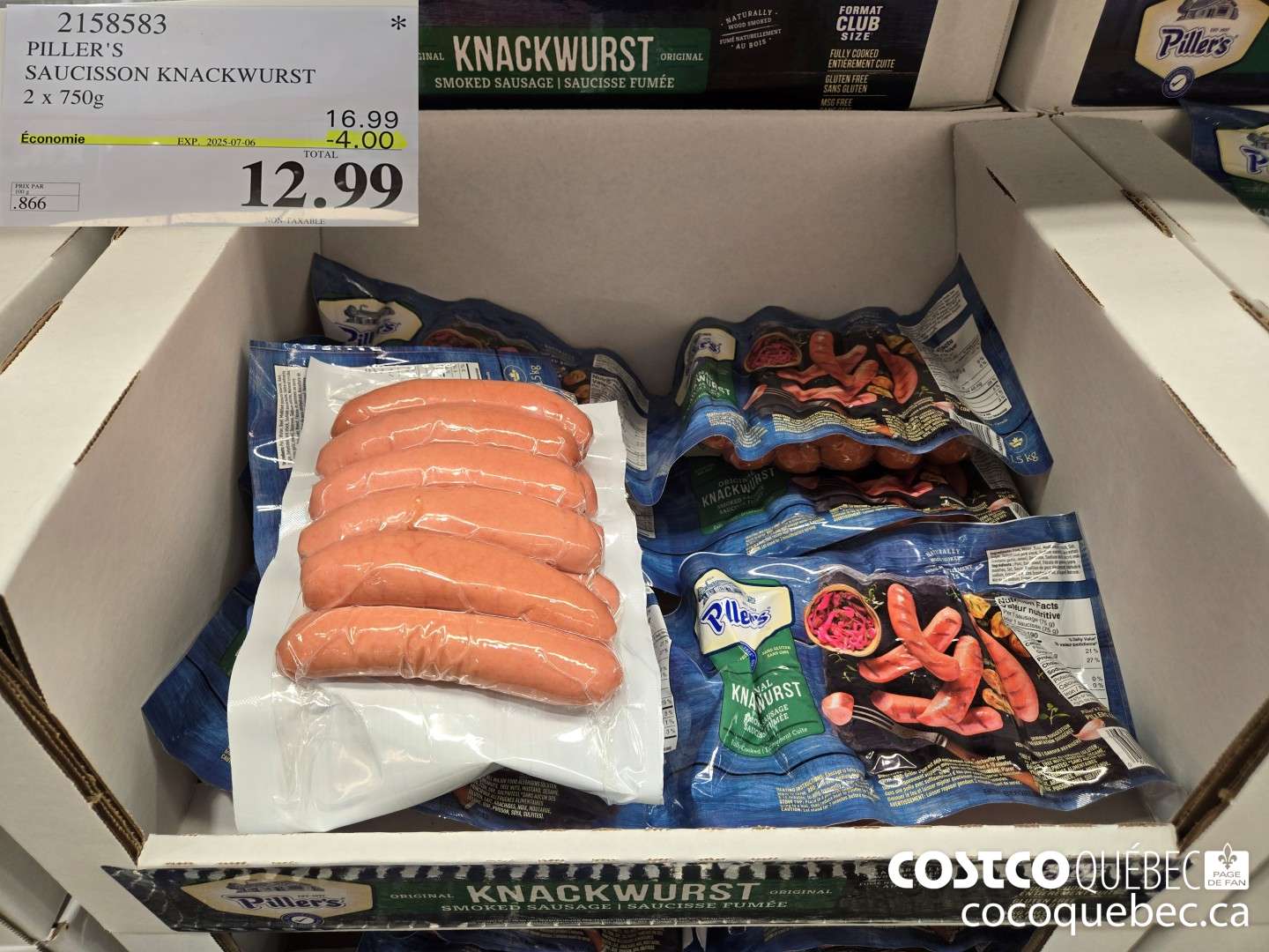 2158583 PILLER'S SAUCISSON KNACKWURST  (EXPIRES ON 2025-07-06) $12.99