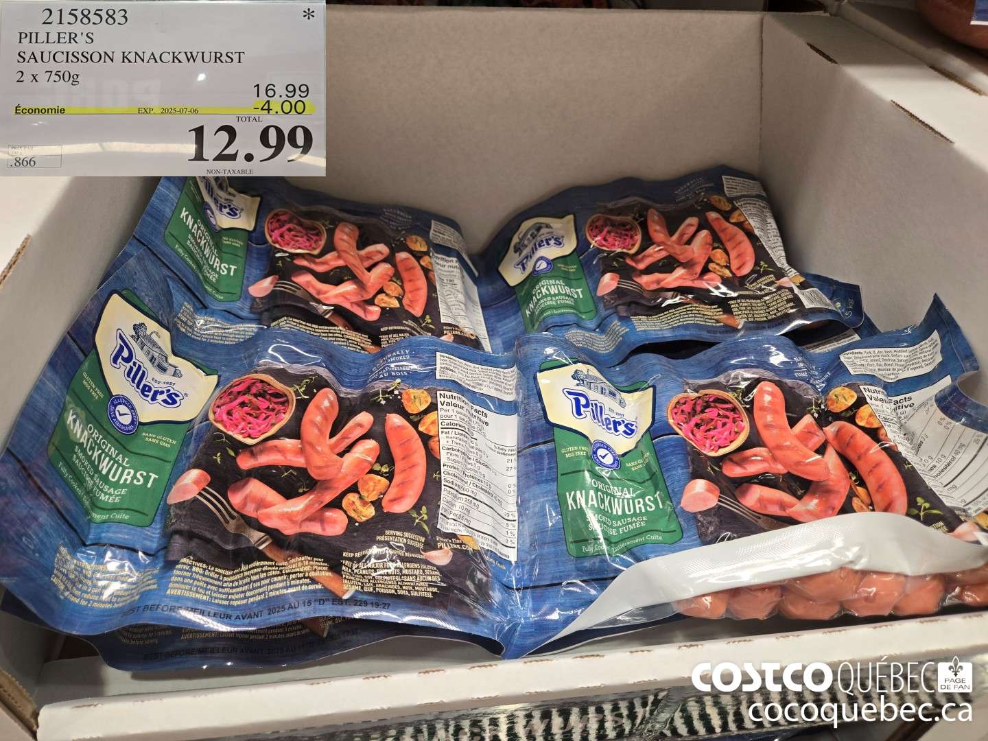 2158583 PILLER'S SAUCISSON KNACKWURST 4.00 OFF (EXPIRES ON 2025-07-06) $12.99