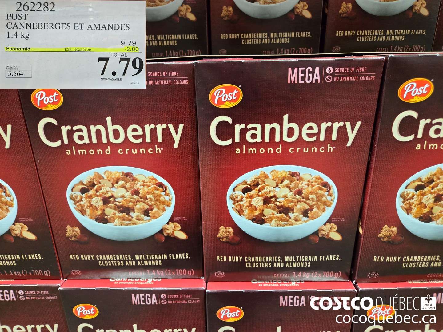 262282 POST CANNEBERGES ET AMANDES 1.4 kg  ($2.00 INSTANT SAVINGS EXPIRES ON 2025-07-20) $7.79