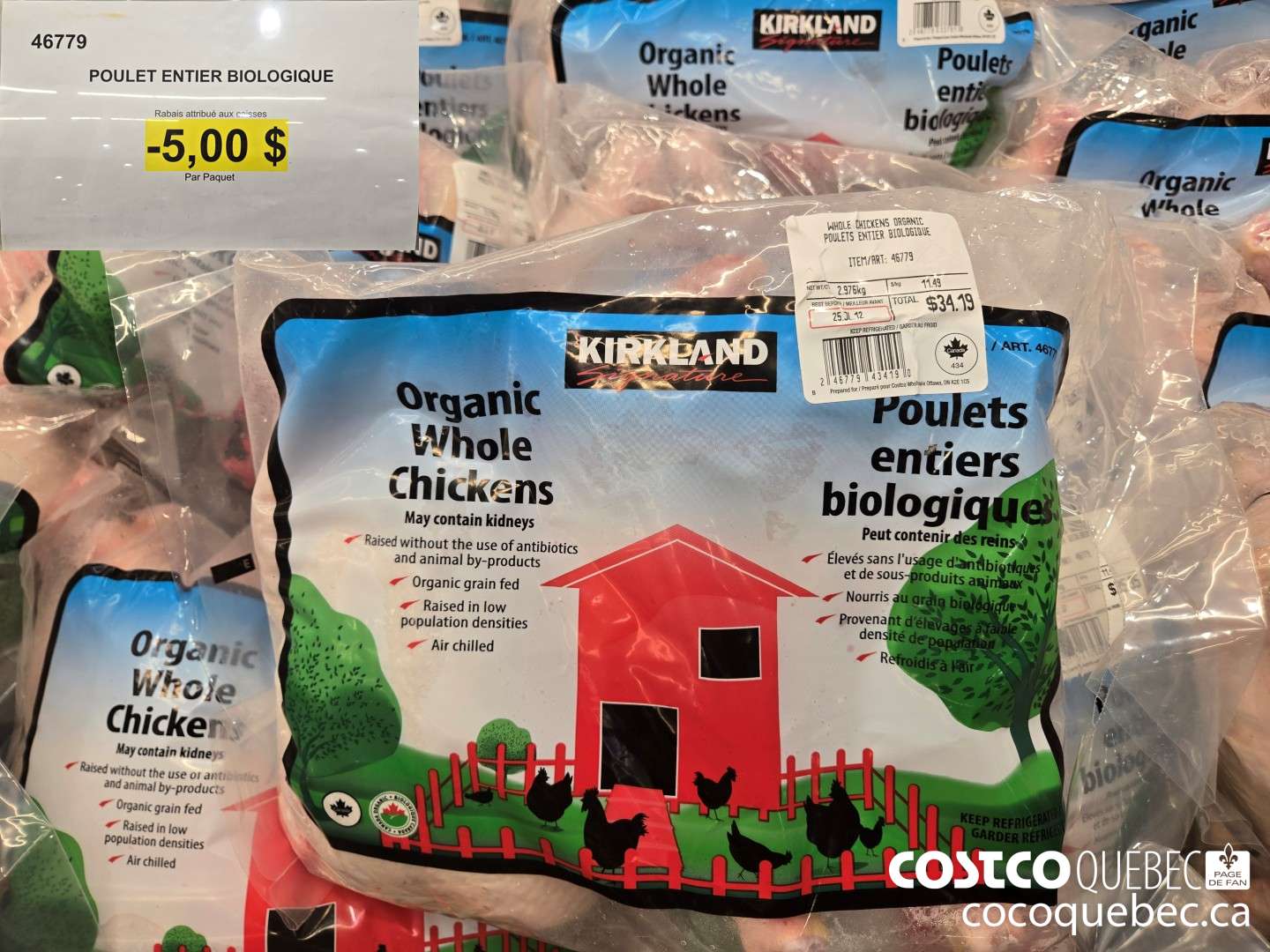 46779 POULET ENTIER BIOLOGIQUE (2 PAR SAC) ($5.00 INSTANT SAVINGS)
