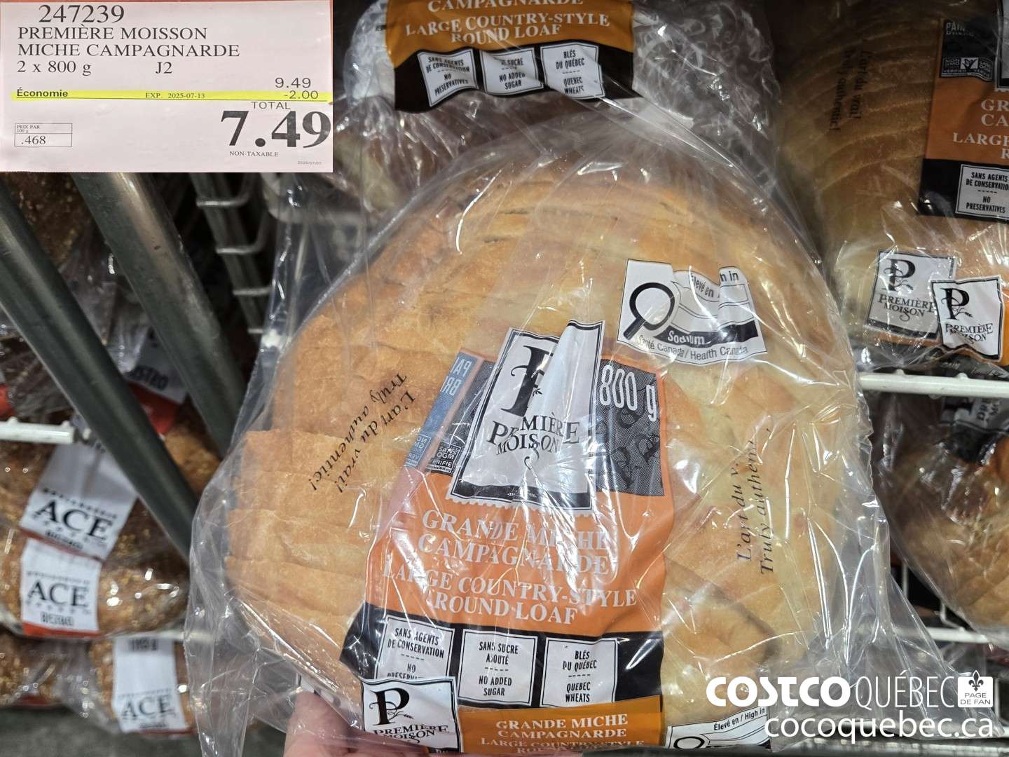 247239 PREMIERE MOISSON MICHE CAMPAGNARDE 2 x 800 g  ($2.00 INSTANT SAVINGS EXPIRES ON 2025-07-13) $7.49