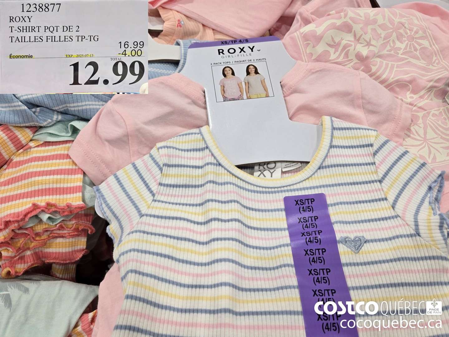 1238877 ROXY T-SHIRT PQT DE 2  ($4.00 INSTANT SAVINGS EXPIRES ON 2025-06-29) $12.99