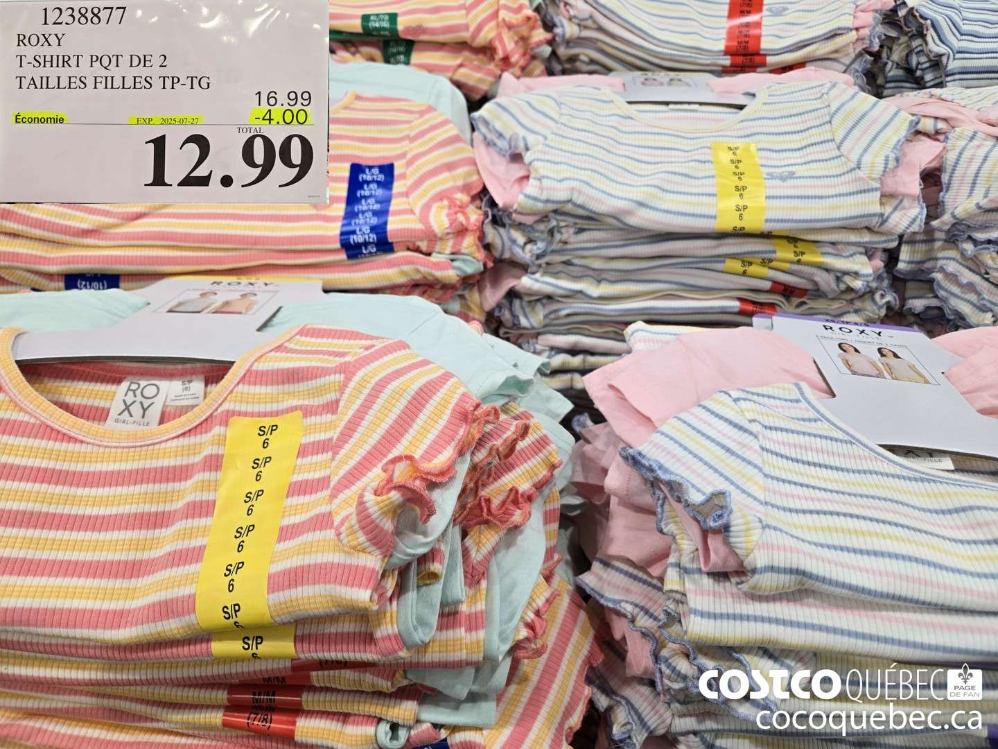 12383877 ROXY T-SHIRT PQT DE 2  ($4.00 INSTANT SAVINGS EXPIRES ON 2025-07-27) $12.99