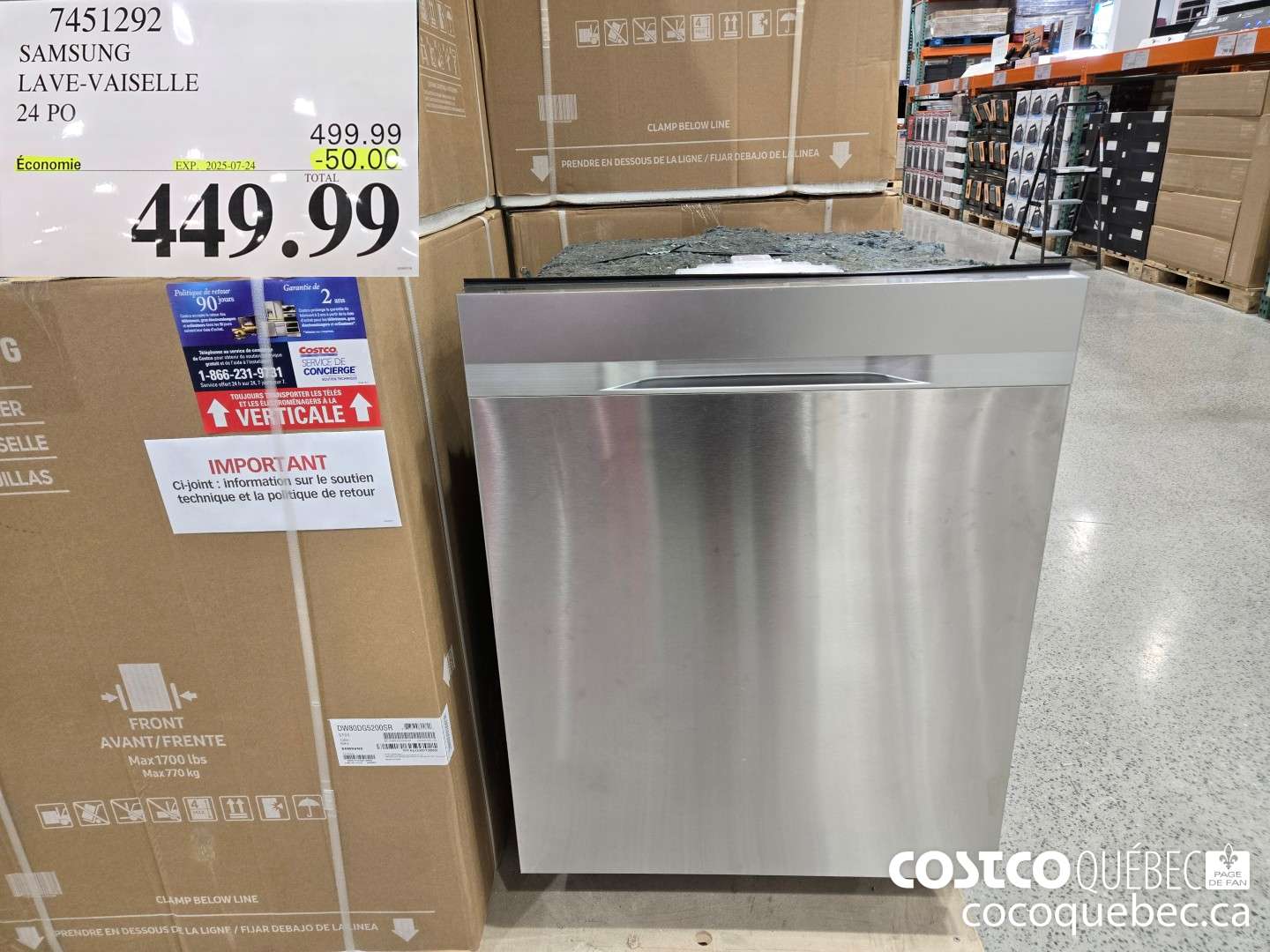 7451292 SAMSUNG LAVE-VAISELLE  ($50.00 INSTANT SAVINGS EXPIRES ON 2025-07-24) $449.99