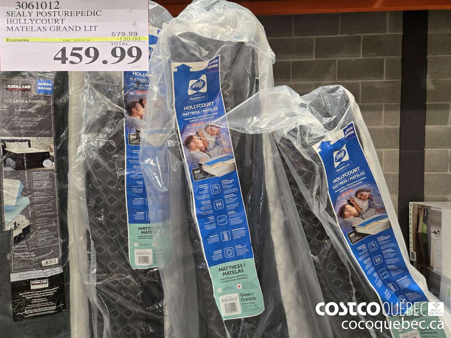 3061012 SEALY POSTUREPEDIC HOLLYCOURT MATELAS GRAND LIT  ($120.00 INSTANT SAVINGS EXPIRES ON 2025-07-20) $459.99