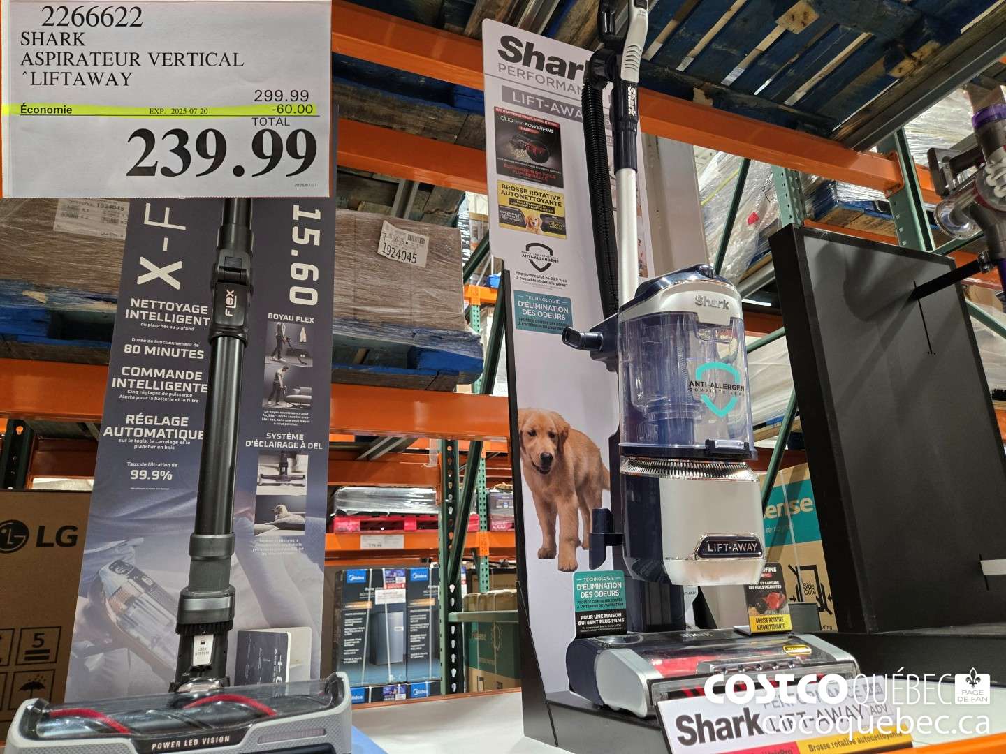 2266622 SHARK ASPIRATEUR VERTICAL LIFTAWAY 2025-07-20 ($60.00 INSTANT SAVINGS) $299.99