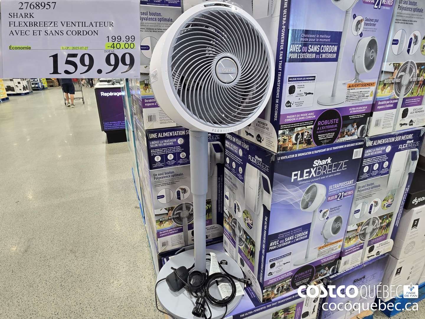 2768957 SHARK FLEXBREEZE VENTILATEUR AVEC ET SANS CORDON LOQEO9  ($40.00 INSTANT SAVINGS EXPIRES ON 2025-07-27) $159.99