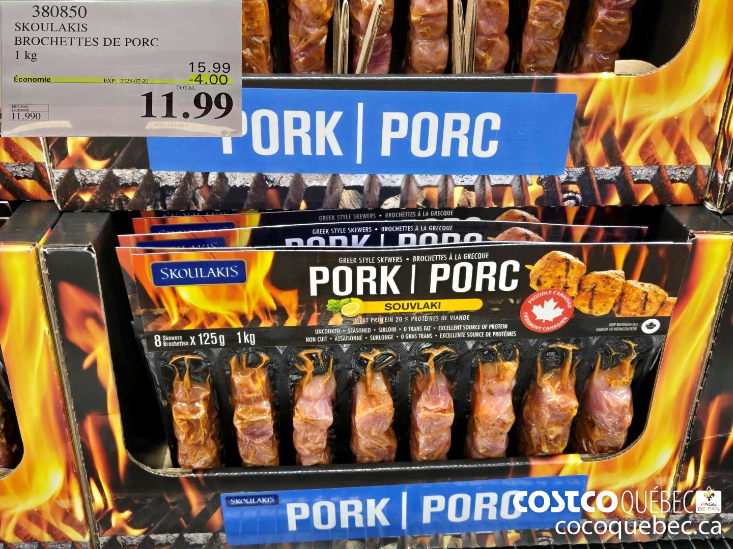 380850 SKOULAKIS BROCHETTES DE PORC I kg  ($4.00 INSTANT SAVINGS EXPIRES ON 2025-07-20) $11.99