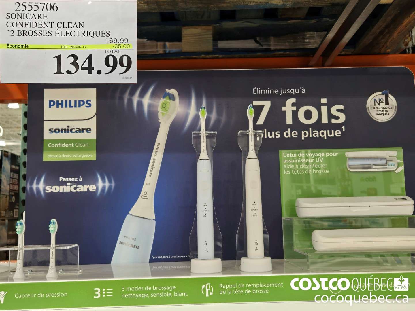 2555706 SONICARE CONFIDENT CLEAN “2 BROSSES ELECTRIQUES  ($35.00 INSTANT SAVINGS EXPIRES ON 2025-07-13) $134.99