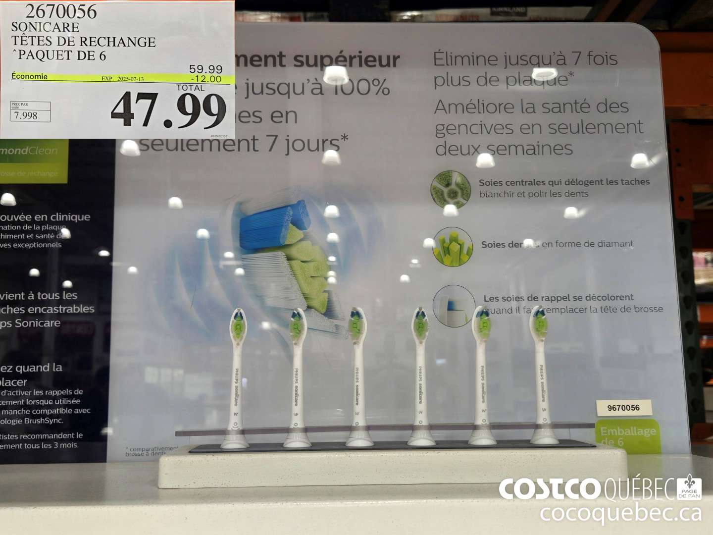 2670056 SONICARE TETES DE RECHANGE “PAQUET DE 6 024-11-24  ($12.00 INSTANT SAVINGS EXPIRES ON 2025-07-13) $47.99