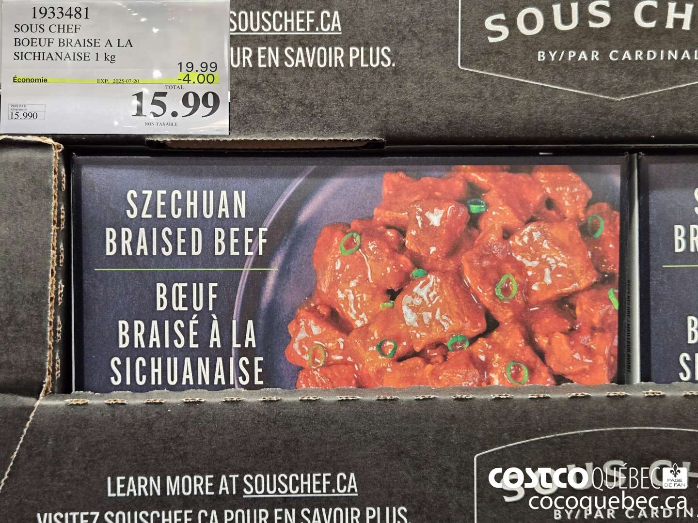 1933481 SOUS CHEF BOEUF BRAISE A LA SICHIANAISE 1 kg  ($4.00 INSTANT SAVINGS EXPIRES ON 2025-07-20) $15.99