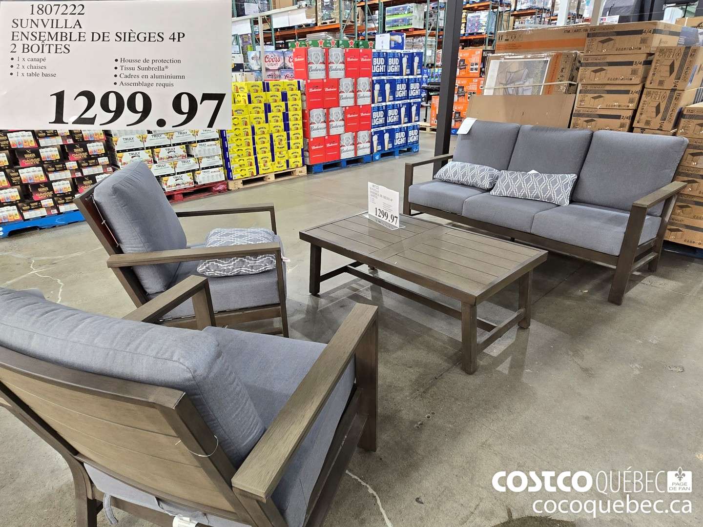 1807222 SUNVILLA ENSEMBLE DE SIEGES 4P 2 BOITES  $1299.97