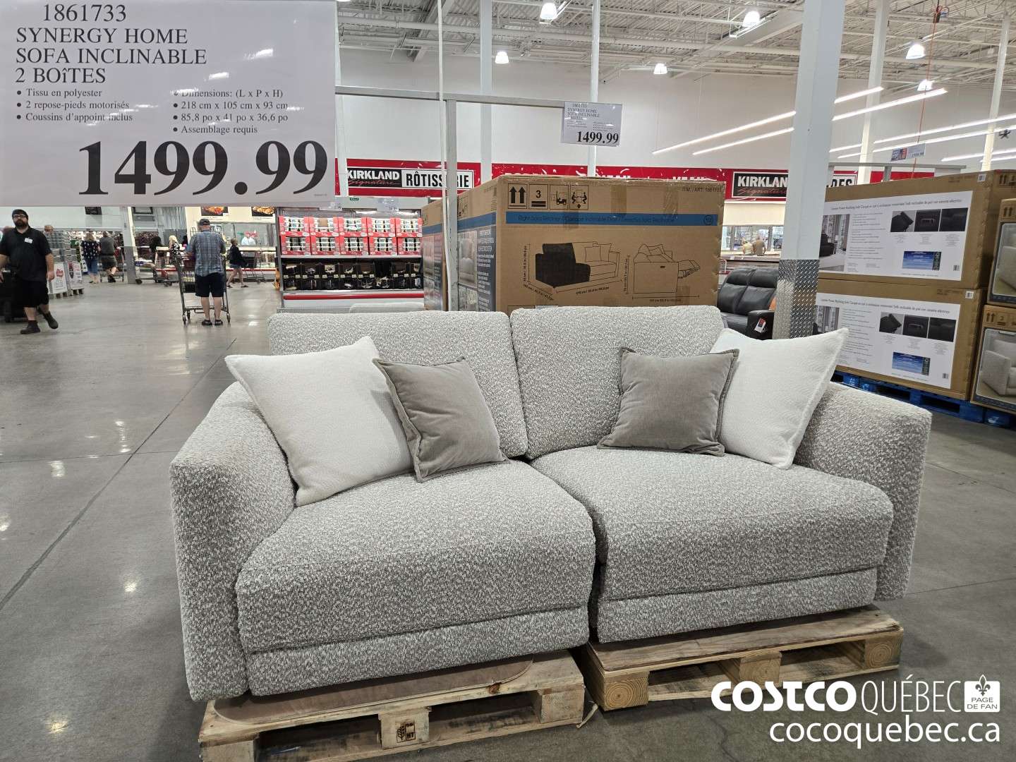 1861733 SYNERGY HOME SOFA INCLINABLE 2 BOITES  $1499.99