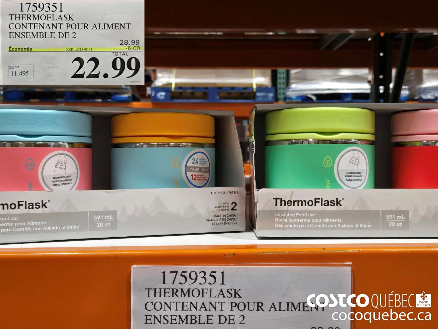 1759351 THERMOFLASK CONTENANT POUR ALIMENT ENSEMBLE DE 3 2025-08-03 ($6.00 INSTANT SAVINGS) $22.99