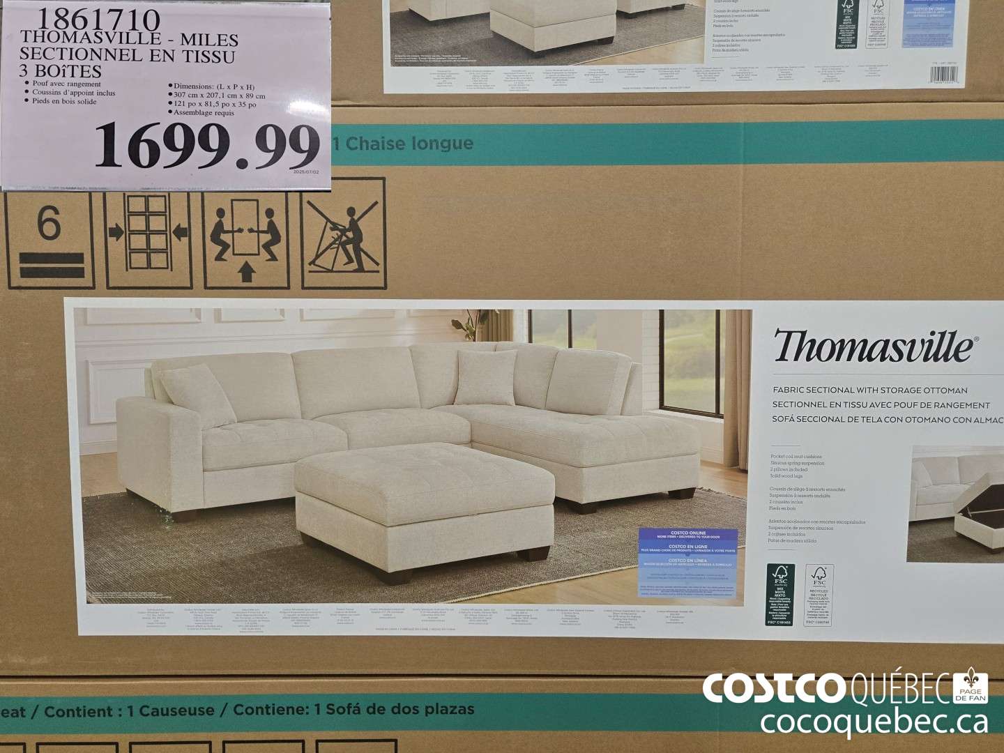 1861710 THOMASVILLE - MILES SECTIONNEL EN TISSU  $1699.99