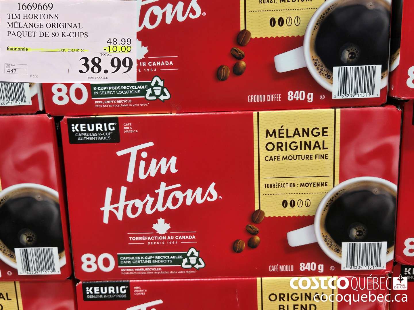 1669669 TIM HORTONS MELANGE ORIGINAL DE 80 K-CUPS ($10.00 INSTANT SAVINGS EXPIRES ON 2025-07-20) $38.99