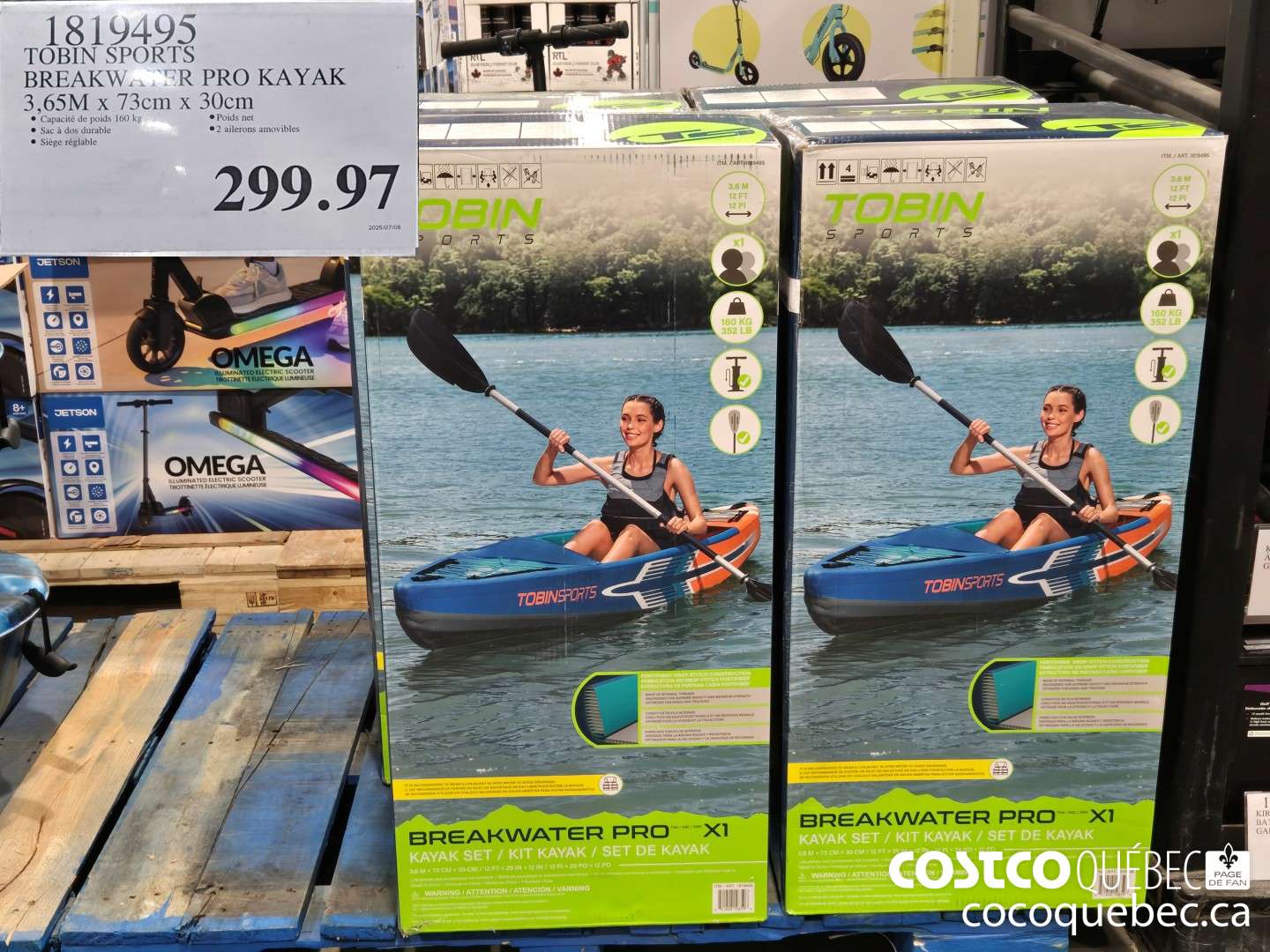 819495 TOBIN SPORTS BREAKWATER PRO KAYAK 3 65M x 73cm x 30CM  $299.97