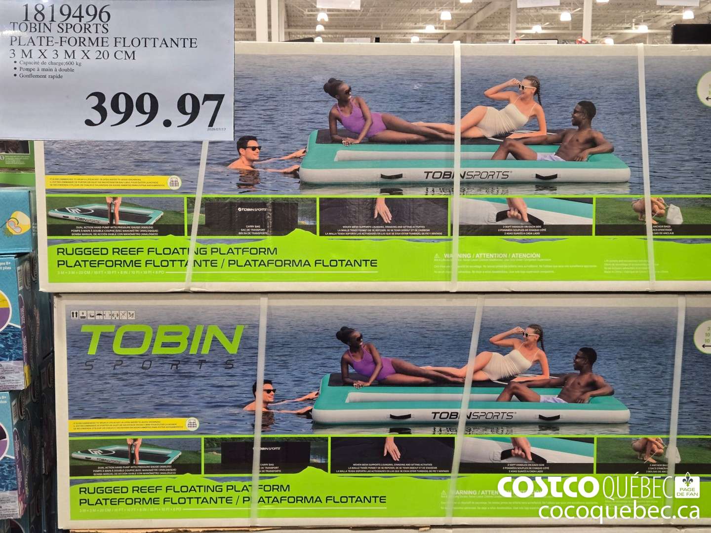 1319496 TOBIN SPORTS PLATE-FORME FLOTTANTE 3 M A 3 MX 20 CM  $399.97