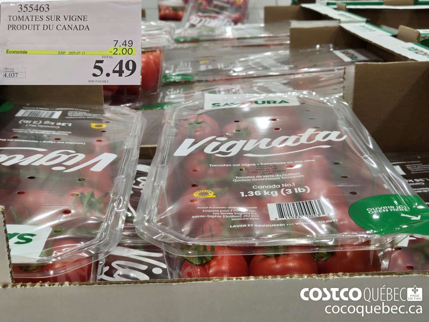 355463 TOMATES SUR VIGNE PRODUIT DU MEXIQUE  ($2.00 INSTANT SAVINGS EXPIRES ON 2025-07-13) $5.49