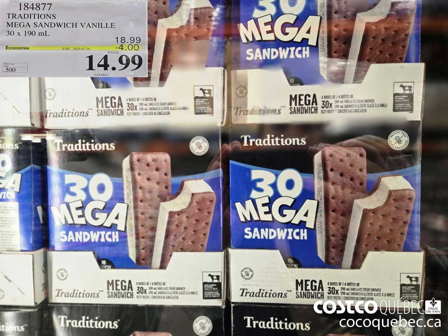 184877 TRADITIONS MEGA SANDWICH VANILLE 30 x 190 mL  ($4.00 INSTANT SAVINGS EXPIRES ON 2025-07-20) $14.99