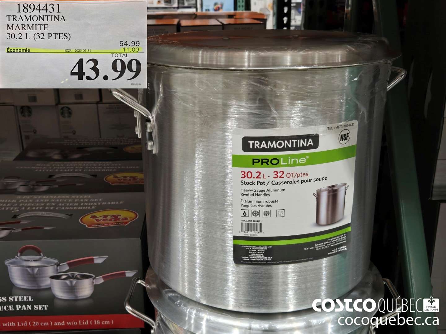 1894431 TRAMONTINA MARMITE EN ALUMINIUM 30,2 L (32 PTES)  ($11.00 INSTANT SAVINGS EXPIRES ON 2025-07-31) $43.99