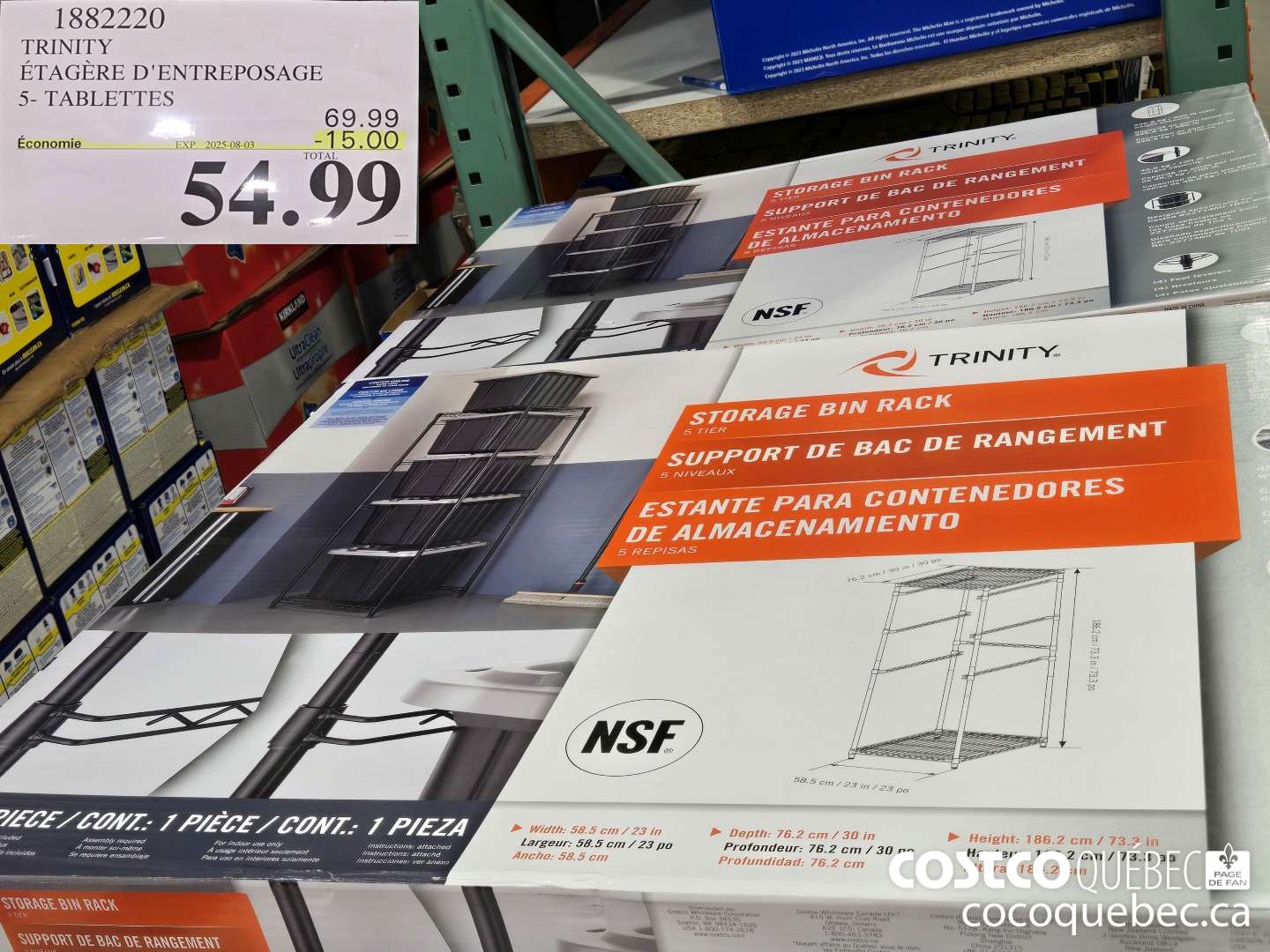 1882220 TRINITY ETAGERE D'ENTREPOSAGE 5- TABLETTES  ($15.00 INSTANT SAVINGS EXPIRES ON 2025-08-03) $54.99